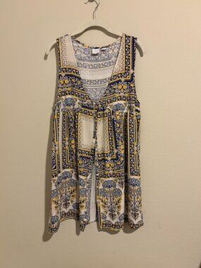 Some Days Lovin Boho Print Sleeveless Tunic Blouse M